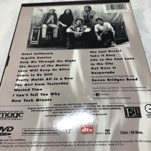 The Eagles Hell Freezes Over DVD 1994 bands concert - Picture 2 of 7